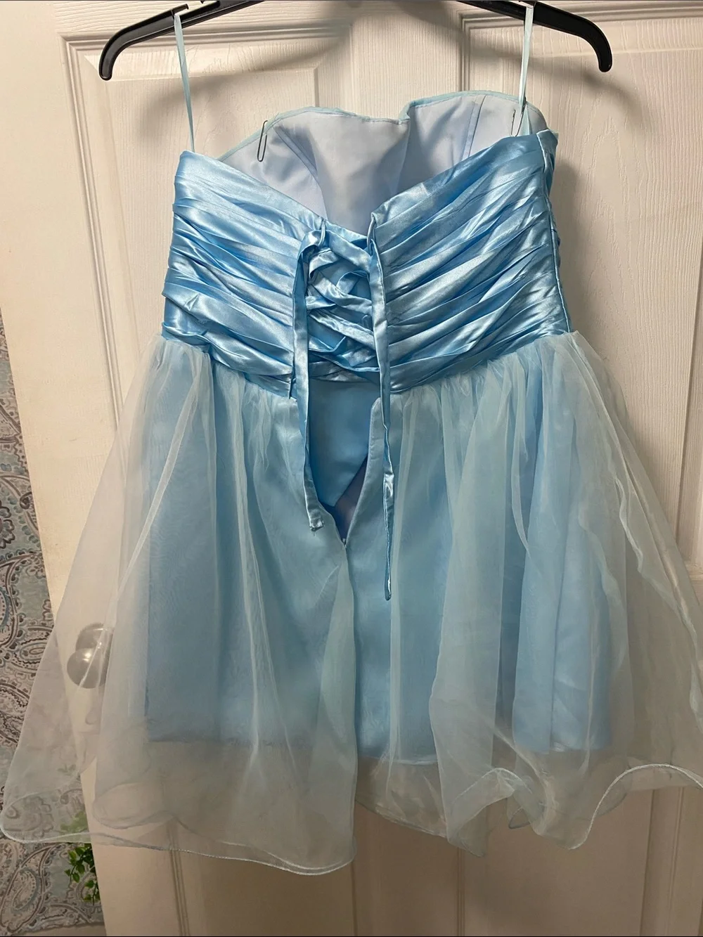 Light Blue Girls' Party Dress with Crystal Accents